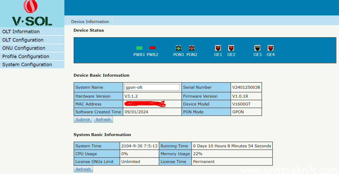 Cara Setting OLT GPON VSOL 2 PON V1600GT